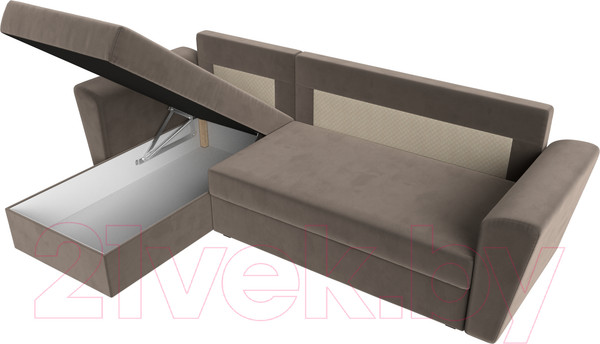 Изображение товара Диван угловой Лига Диванов Амстердам Лайт левый (велюр коричневый)