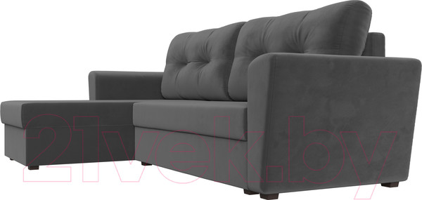 Изображение товара Диван угловой Лига Диванов Амстердам Лайт левый (велюр серый)