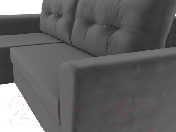Изображение товара Диван угловой Лига Диванов Амстердам Лайт левый (велюр серый)