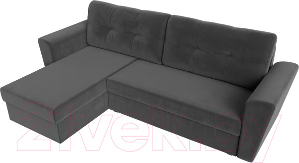 Изображение товара Диван угловой Лига Диванов Амстердам Лайт левый (велюр серый)