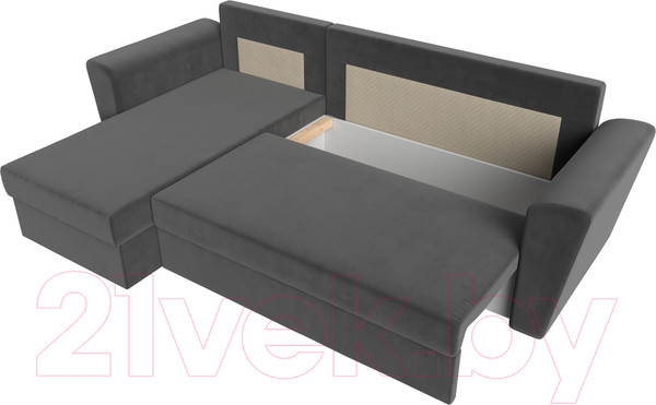 Изображение товара Диван угловой Лига Диванов Амстердам Лайт левый (велюр серый)