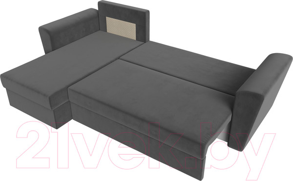 Изображение товара Диван угловой Лига Диванов Амстердам Лайт левый (велюр серый)