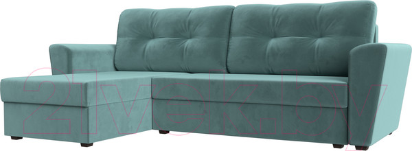 Изображение товара Диван угловой Лига Диванов Амстердам Лайт левый (велюр бирюзовый)
