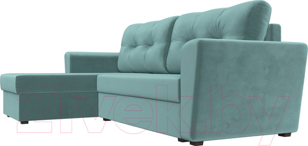 Изображение товара Диван угловой Лига Диванов Амстердам Лайт левый (велюр бирюзовый)