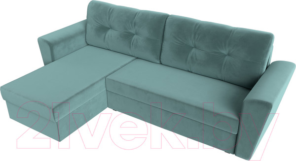 Изображение товара Диван угловой Лига Диванов Амстердам Лайт левый (велюр бирюзовый)