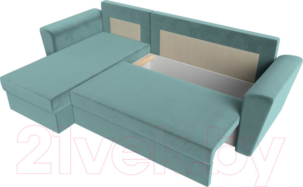 Изображение товара Диван угловой Лига Диванов Амстердам Лайт левый (велюр бирюзовый)
