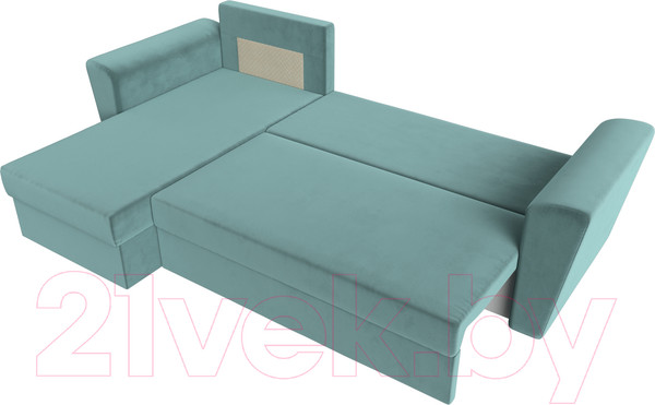 Изображение товара Диван угловой Лига Диванов Амстердам Лайт левый (велюр бирюзовый)