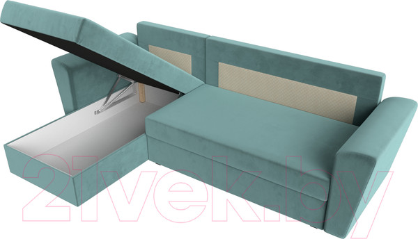 Изображение товара Диван угловой Лига Диванов Амстердам Лайт левый (велюр бирюзовый)