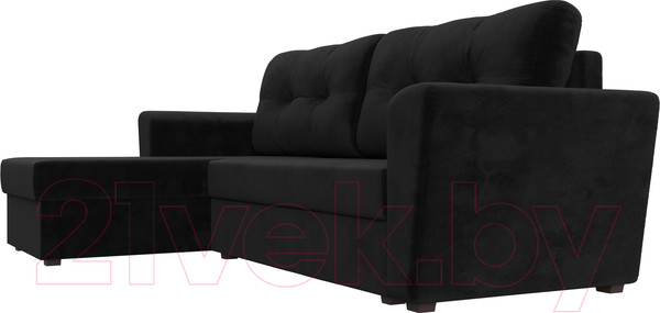 Изображение товара Диван угловой Лига Диванов Амстердам Лайт левый (велюр черный)