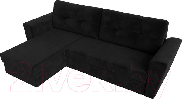 Изображение товара Диван угловой Лига Диванов Амстердам Лайт левый (велюр черный)