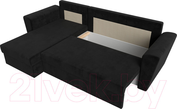 Изображение товара Диван угловой Лига Диванов Амстердам Лайт левый (велюр черный)
