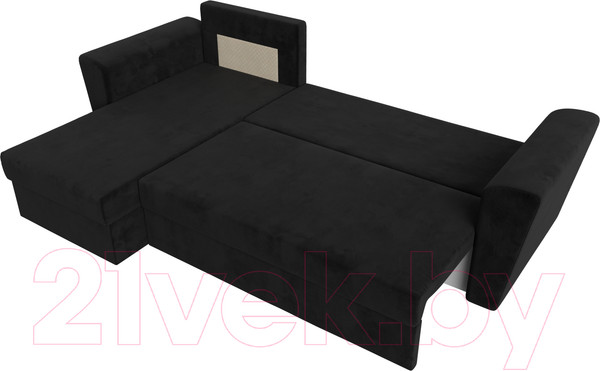 Изображение товара Диван угловой Лига Диванов Амстердам Лайт левый (велюр черный)