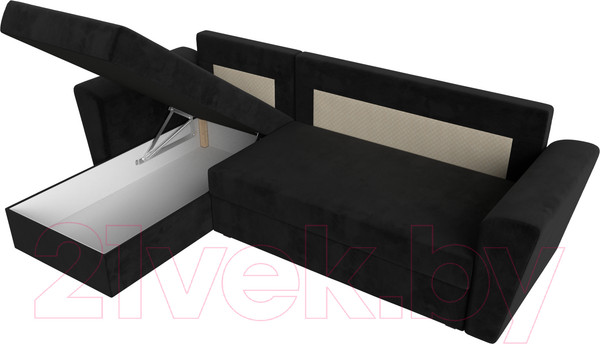 Изображение товара Диван угловой Лига Диванов Амстердам Лайт левый (велюр черный)