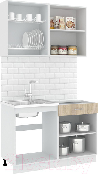 Изображение товара Кухонный гарнитур Кортекс-мебель Корнелия Лира-лайт 1.2м без столешницы (дуб сонома)