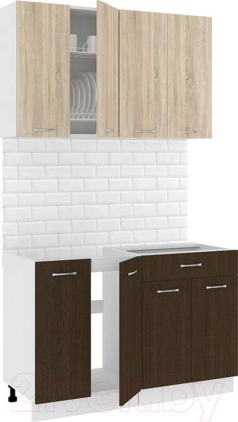 Изображение товара Кухонный гарнитур Кортекс-мебель Корнелия Лира-лайт 1.2м без столешницы (дуб сонома/венге)