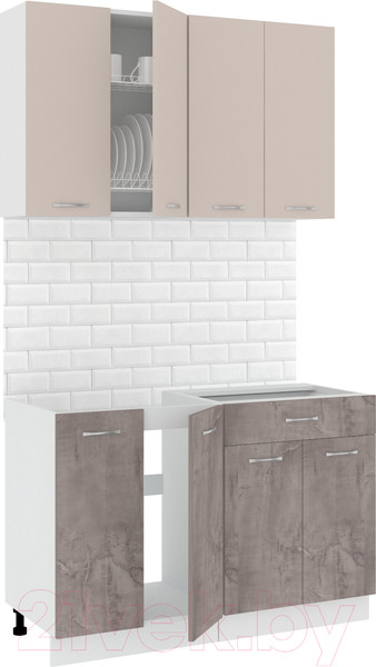 Изображение товара Кухонный гарнитур Кортекс-мебель Корнелия Лира-лайт 1.2м без столешницы (капучино/оникс)