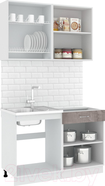 Изображение товара Кухонный гарнитур Кортекс-мебель Корнелия Лира-лайт 1.2м без столешницы (капучино/оникс)