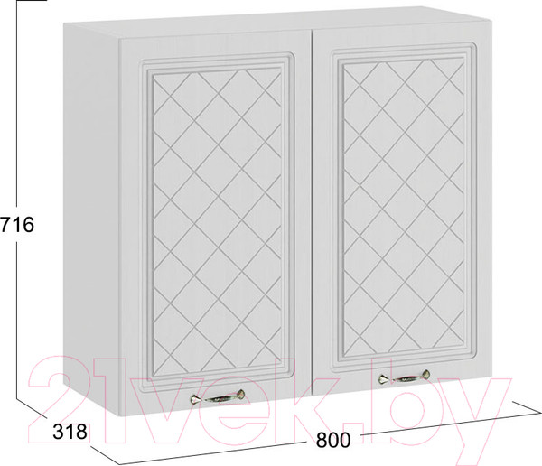 Изображение товара Шкаф навесной для кухни ТриЯ Бьянка 1В8 (белый/дуб белый)