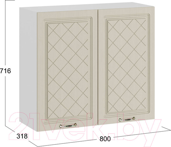 Изображение товара Шкаф навесной для кухни ТриЯ Бьянка 1В8 (белый/дуб ваниль)