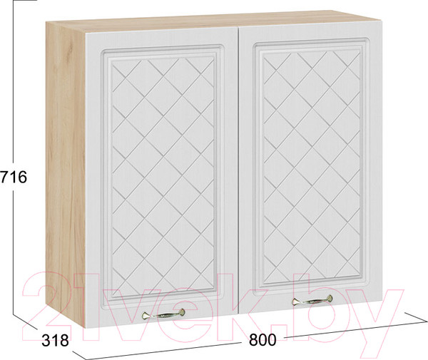 Изображение товара Шкаф навесной для кухни ТриЯ Бьянка 1В8 (дуб крафт золотой/дуб белый)