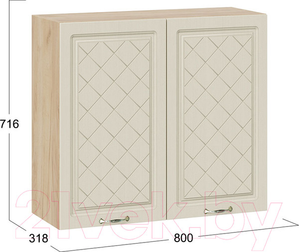 Изображение товара Шкаф навесной для кухни ТриЯ Бьянка 1В8 (дуб крафт золотой/дуб ваниль)