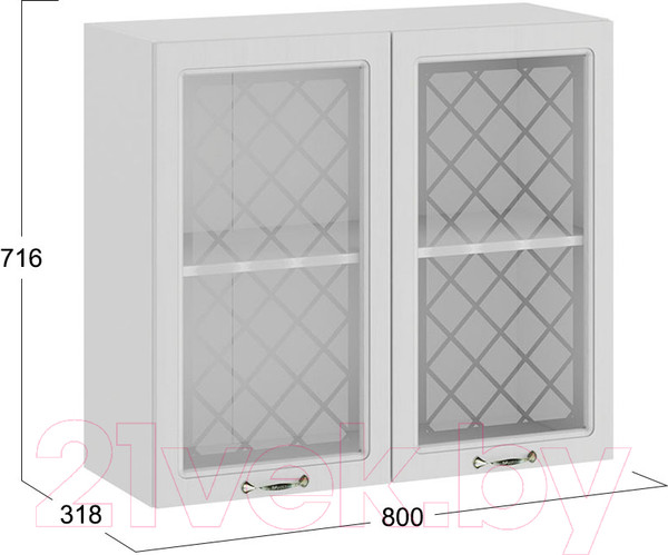 Изображение товара Шкаф навесной для кухни ТриЯ Бьянка 1В8С (белый/дуб белый)