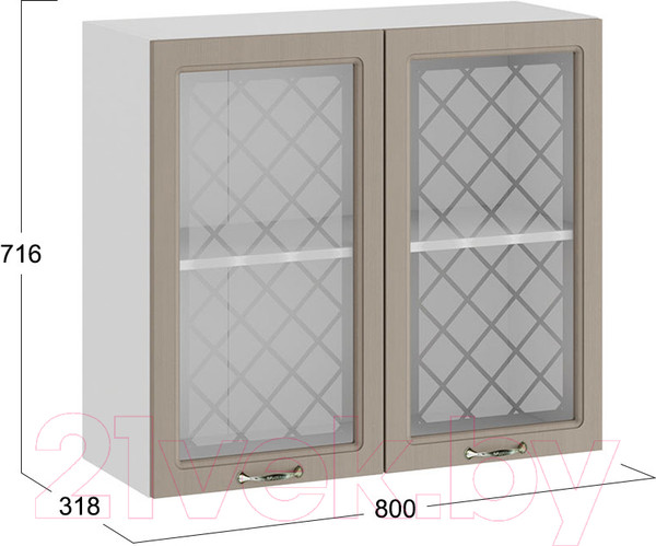 Изображение товара Шкаф навесной для кухни ТриЯ Бьянка 1В8С (белый/дуб кофе)