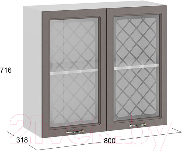 Изображение товара Шкаф навесной для кухни ТриЯ Бьянка 1В8С (белый/дуб серый)