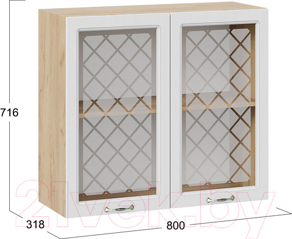 Изображение товара Шкаф навесной для кухни ТриЯ Бьянка 1В8С (дуб крафт золотой/дуб белый)