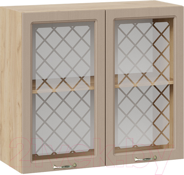 Изображение товара Шкаф навесной для кухни ТриЯ Бьянка 1В8С (дуб крафт золотой/дуб кофе)