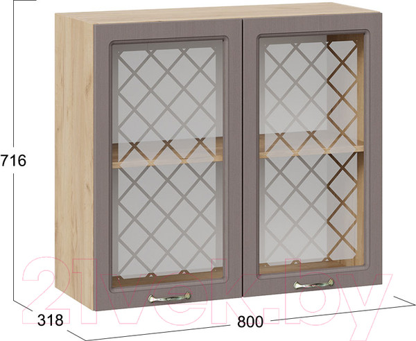 Изображение товара Шкаф навесной для кухни ТриЯ Бьянка 1В8С (дуб крафт золотой/дуб серый)