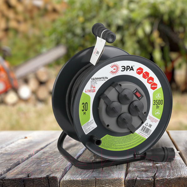 Изображение товара Удлинитель на катушке ЭРА RMx-4es-3x2.5-30m-IP44(KG) / Б0043058
