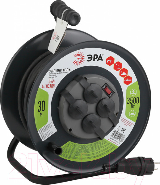 Изображение товара Удлинитель на катушке ЭРА RMx-4es-3x2.5-30m-IP44(KG) / Б0043058