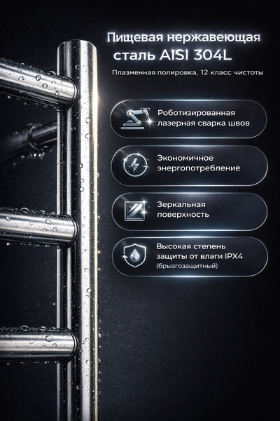 Изображение товара Полотенцесушитель электрический Terminus Аврора П8 500x850