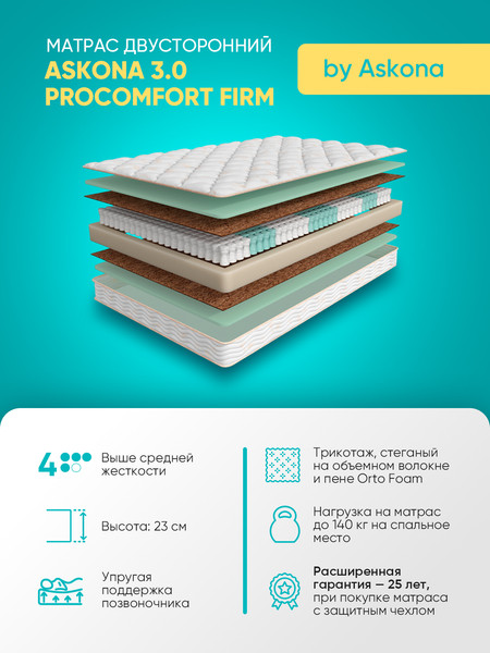 Изображение товара Матрас Askona 3.0 ProComfort Firm 160x200