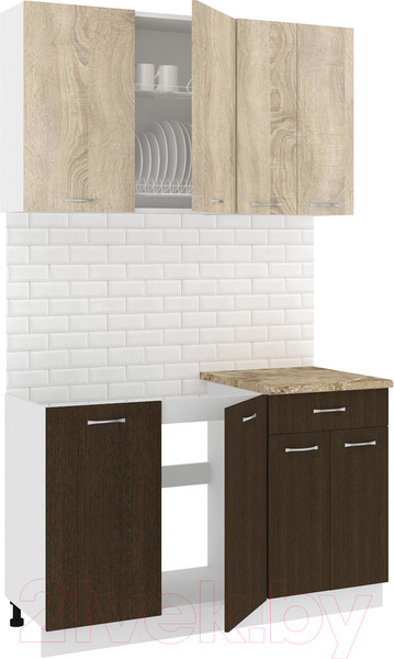 Изображение товара Кухонный гарнитур Кортекс-мебель Корнелия Лира-лайт 1.3м (дуб сонома/венге/мадрид)