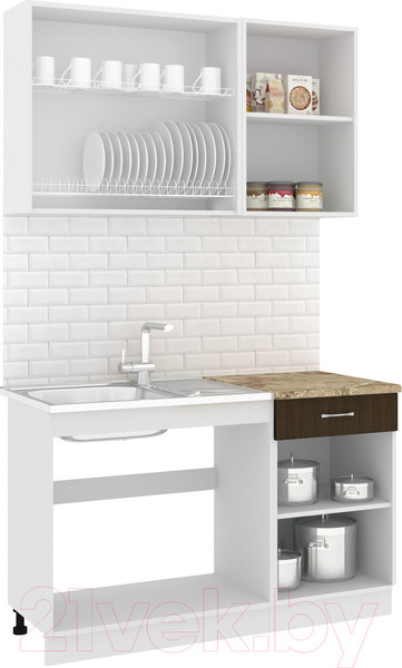 Изображение товара Кухонный гарнитур Кортекс-мебель Корнелия Лира-лайт 1.3м (дуб сонома/венге/мадрид)