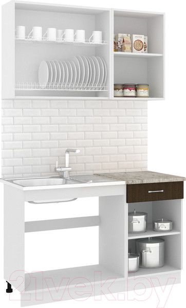 Изображение товара Кухонный гарнитур Кортекс-мебель Корнелия Лира-лайт 1.3м (дуб сонома/венге/марсель)