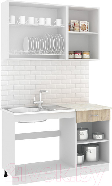 Изображение товара Кухонный гарнитур Кортекс-мебель Корнелия Лира-лайт 1.3м (дуб сонома/королевский опал)