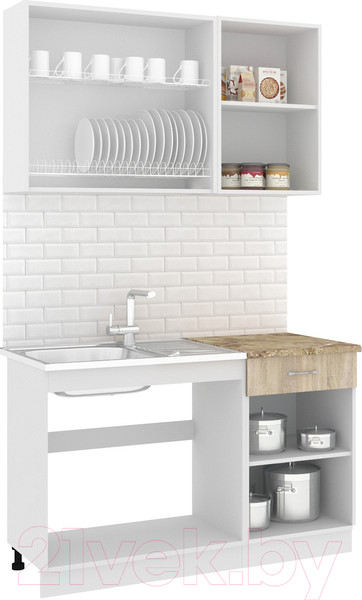 Изображение товара Кухонный гарнитур Кортекс-мебель Корнелия Лира-лайт 1.3м (дуб сонома/мадрид)