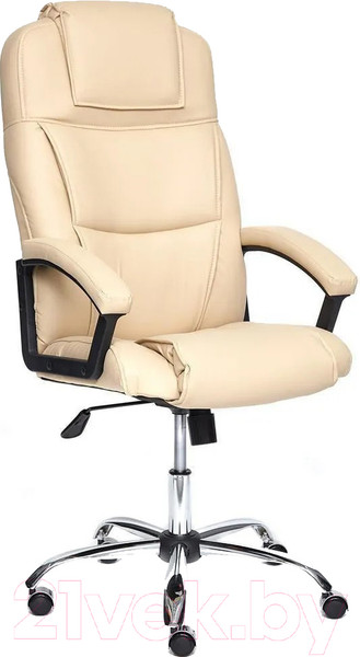 Изображение товара Кресло офисное Tetchair Bergamo хром/кожзам (бежевый)