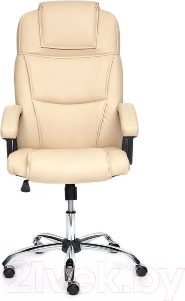 Изображение товара Кресло офисное Tetchair Bergamo хром/кожзам (бежевый)