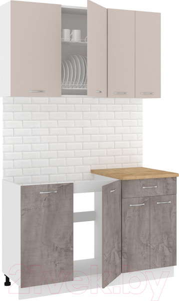 Изображение товара Кухонный гарнитур Кортекс-мебель Корнелия Лира-лайт 1.3м (капучино/оникс/дуб бунратти)