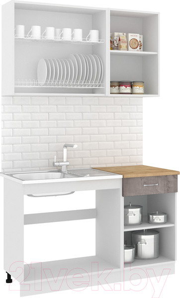 Изображение товара Кухонный гарнитур Кортекс-мебель Корнелия Лира-лайт 1.3м (капучино/оникс/дуб бунратти)