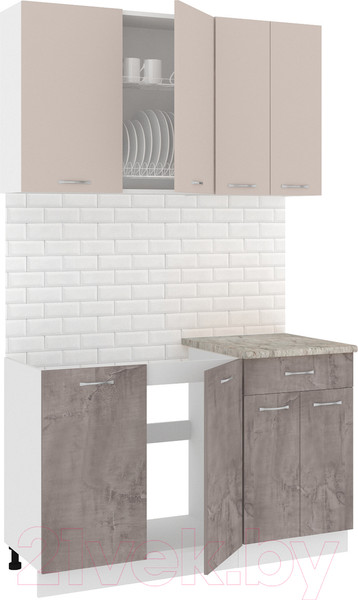 Изображение товара Кухонный гарнитур Кортекс-мебель Корнелия Лира-лайт 1.3м (капучино/оникс/марсель)