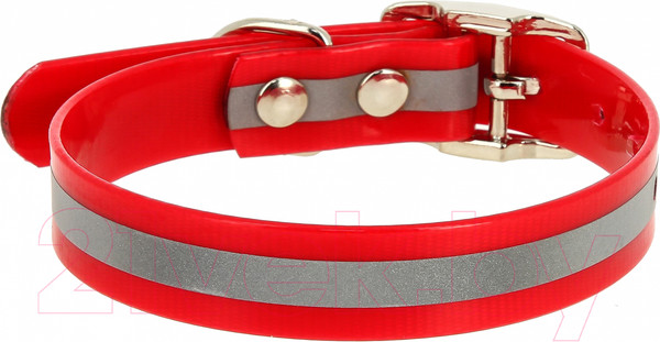 Изображение товара Ошейник КАСКАД Из биотана со светоотражающей полосой / 00215302-02 (красный)