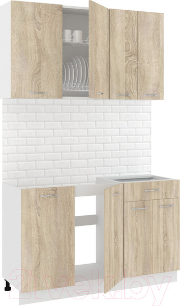 Изображение товара Кухонный гарнитур Кортекс-мебель Корнелия Лира-лайт 1.3м без столешницы (дуб сонома)