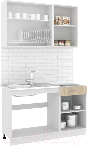Изображение товара Кухонный гарнитур Кортекс-мебель Корнелия Лира-лайт 1.3м без столешницы (дуб сонома)