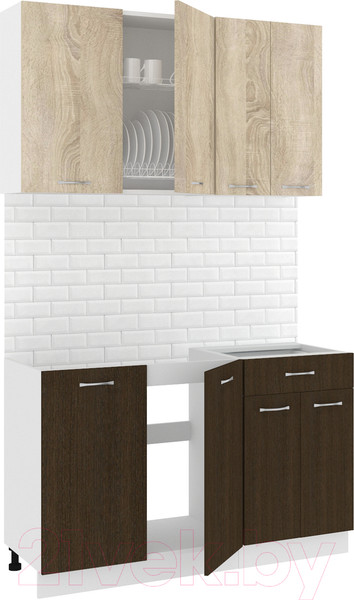 Изображение товара Кухонный гарнитур Кортекс-мебель Корнелия Лира-лайт 1.3м без столешницы (дуб сонома/венге)