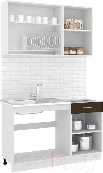 Изображение товара Кухонный гарнитур Кортекс-мебель Корнелия Лира-лайт 1.3м без столешницы (дуб сонома/венге)